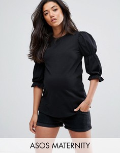 Топ с объемными рукавами ASOS Maternity - Черный