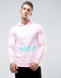 Розовый обтягивающий худи с принтом ASOS - Розовый