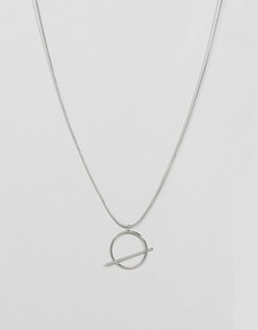 Длинное ожерелье с кольцом и планкой Pieces Kiva - Серебряный