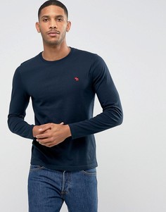 Облегающий темно-синий лонгслив с вышивкой Abercrombie &amp; Fitch - Темно-синий