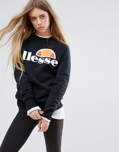 Свитшот бойфренда с логотипом на груди Ellesse - Черный