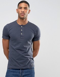 Облегающая футболка хенли темно-синего цвета с манжетами в рубчик Abercrombie &amp; Fitch - Темно-синий