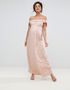 Кружевное платье макси с драпировкой Queen Bee - Розовый