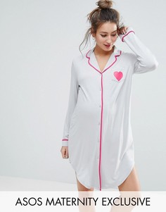 Трикотажное платье-рубашка с длинными рукавами ASOS Maternity - Серый