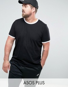 Футболка с контрастной отделкой ASOS PLUS - Черный