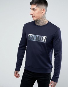Свитшот с логотипом и круглым вырезом HUGO by Hugo Boss - Темно-синий