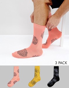 3 пары носков с цветочным принтом ASOS - Мульти