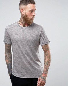 Длинная футболка с добавлением льна и асимметричным краем Selected Homme - Розовый