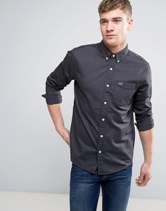 Черная эластичная оксфордская рубашка узкого кроя с логотипом Hollister - Черный