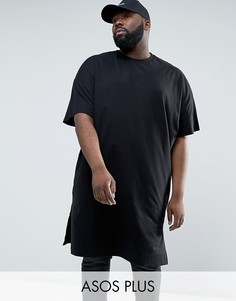 Черная супердлинная oversize-футболка ASOS PLUS - Черный
