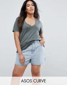 Свободная футболка с V-образным вырезом ASOS CURVE Ultimate - Зеленый