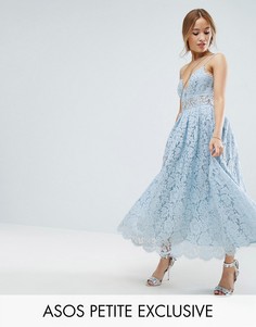 Кружевное платье миди для выпускного ASOS PETITE - Мульти