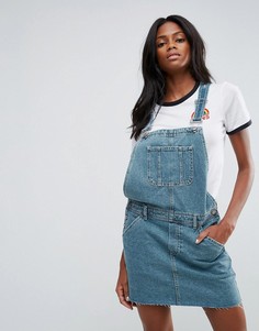 Синий выбеленный джинсовый сарафан ASOS - Синий