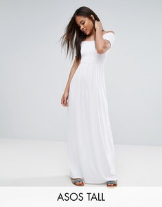 Сарафан макси с открытыми плечами и сборками ASOS TALL - Белый