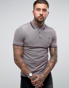 Фиолетовая узкая футболка-поло с контрастными полосками Fred Perry - Красный