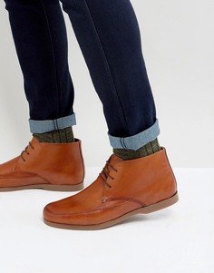 Светло-коричневые кожаные ботинки на шнуровке ASOS - Рыжий