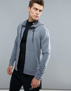 Худи серого цвета из ткани Dri-Fit от Nike Training 742210-065 - Серый
