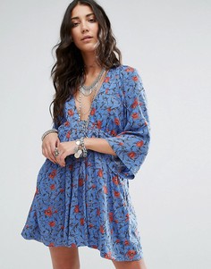 Платье мини с принтом Free People Tallula - Синий