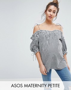 Топ в клеточку с вырезами и завязками на плечах ASOS Maternity PETITE - Мульти