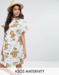 Свободное платье с тропическим принтом в винтажном стиле ASOS Maternity - Мульти