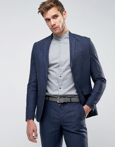 Приталенный льняной пиджак Jack &amp; Jones Premium - Темно-синий