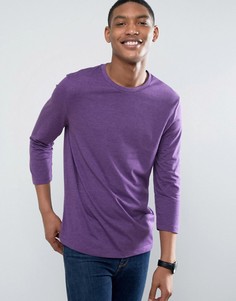 Фиолетовая футболка с рукавами 3/4 ASOS - Фиолетовый