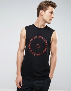 Футболка без рукавов с принтом на спине ASOS - Черный