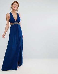 Платье макси с отделкой на талии ASOS - Синий