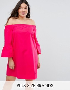 Платье с оборками на рукавах New Look Plus - Розовый