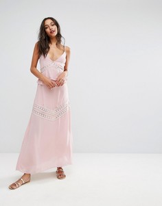 Платье макси с кружевными вставками Boohoo - Розовый