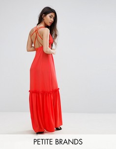 Платье макси с перекрестной отделкой на спине Boohoo Petite - Оранжевый