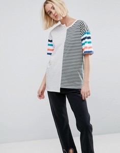 Свободная футболка с разными узорами в полоску ASOS - Мульти