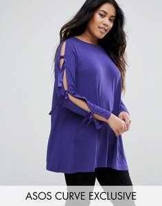 Топ с завязками на рукавах ASOS CURVE - Фиолетовый