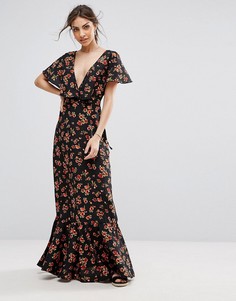 Платье макси с цветочным принтом Boohoo - Черный