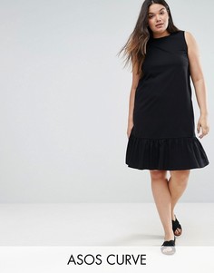 Свободное платье без рукавов с асимметричным краем ASOS CURVE - Черный