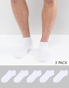 5 пар белых спортивных носков ASOS - СКИДКА - Белый
