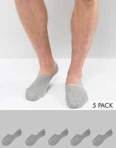 5 пар серых носков-невидимок ASOS - СКИДКА - Серый