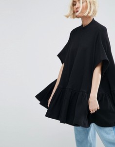 Топ-трапеция в стиле oversize из вафельного трикотажа ASOS WHITE - Черный