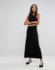 Платье макси с лифом в спортивном стиле ASOS City - Черный