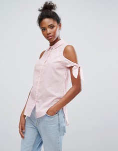 Рубашка в полоску с завязкой на рукавах Only - Розовый