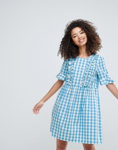 Платье в клеточку с рюшами Vero Moda - Белый