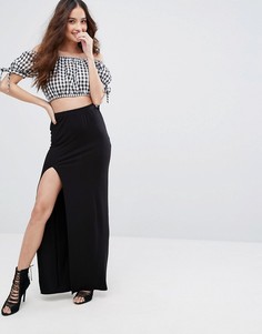 Юбка макси с разрезом сбоку Boohoo - Черный