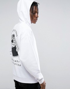 Худи свободного кроя с принтом на спине ASOS - Белый