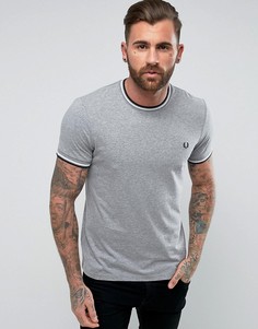 Серая футболка зауженного кроя с двойной окантовкой Fred Perry - Серый