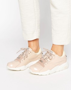 Телесные лакированные кроссовки Puma R698 - Золотой