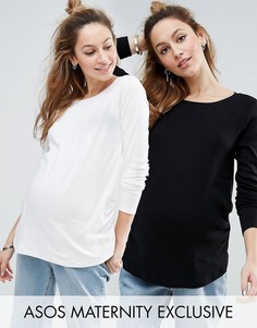 2 лонгслива с круглым вырезом ASOS Maternity СКИДКА 10 - Мульти