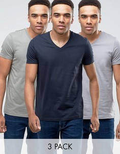ASOS T-Shirt With V Neck 3 Pack SAVE - Мульти