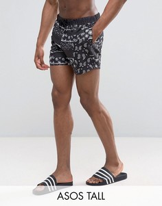 Короткие шорты для плавания с принтом пейсли ASOS TALL - Черный