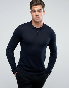 Обтягивающее поло из темно-синего трикотажа ASOS - Темно-синий
