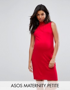 Свободное платье с присборенным воротником ASOS Maternity PETITE - Красный